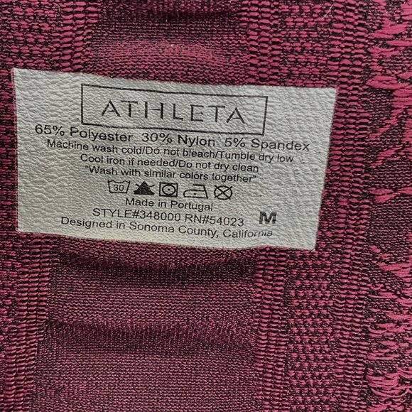 Athleta Burgundy Medium Women's Floral Mesh Short Sleeve Top Activewear - Picture 4 of 7